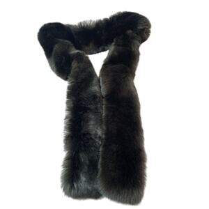 Evelyne Prelonge Faux Fur Scarf Gray Neck Wrap Stole 62" France Luxury Mob Wife